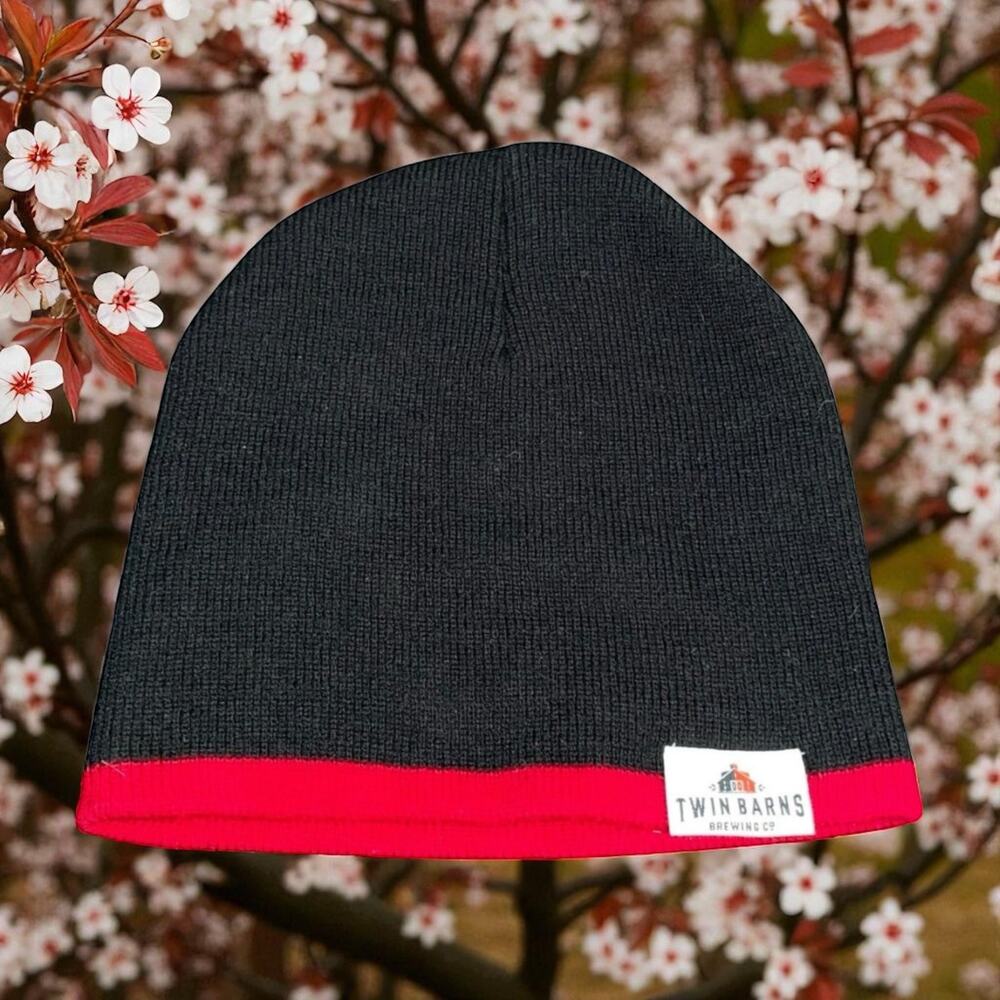 Twin Barns Brewing Beanie Hat Laconia NH Black Knit Skull Cap Ski Winter Gift
